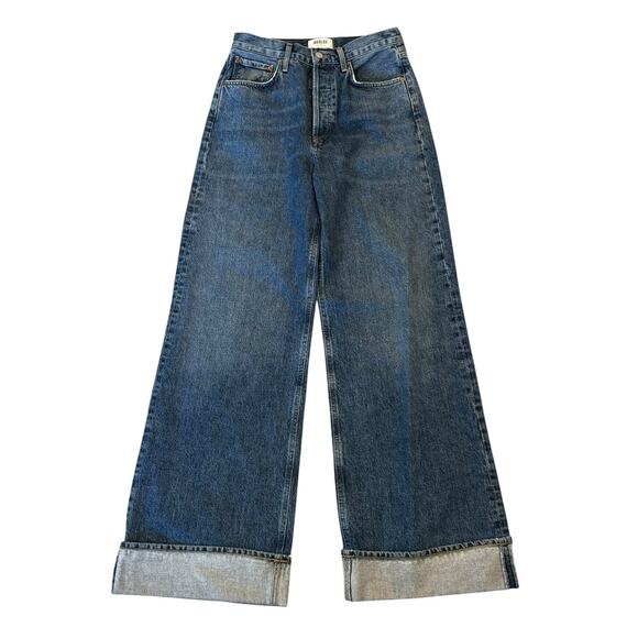 Agolde Dame High Rise Button Fly Wide Leg Jeans Control Size 25 Baggy Skater - Picture 3 of 16